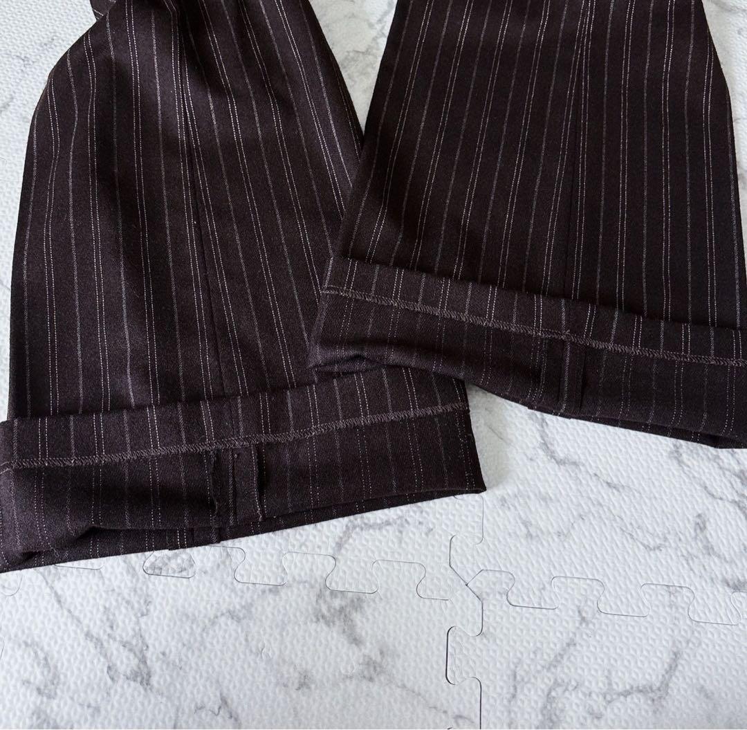 RALPH LAUREN ストライプ スーツ セットアップ ブラウン カシミア