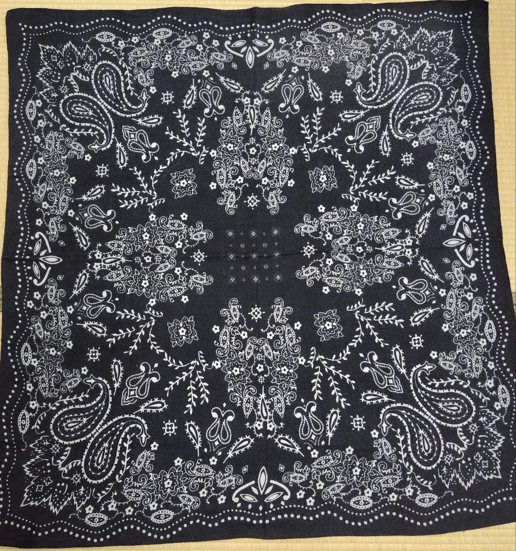 マニプリ manipuri　ウールシルク ヘリンボーン　カレイドバンダナ　黒