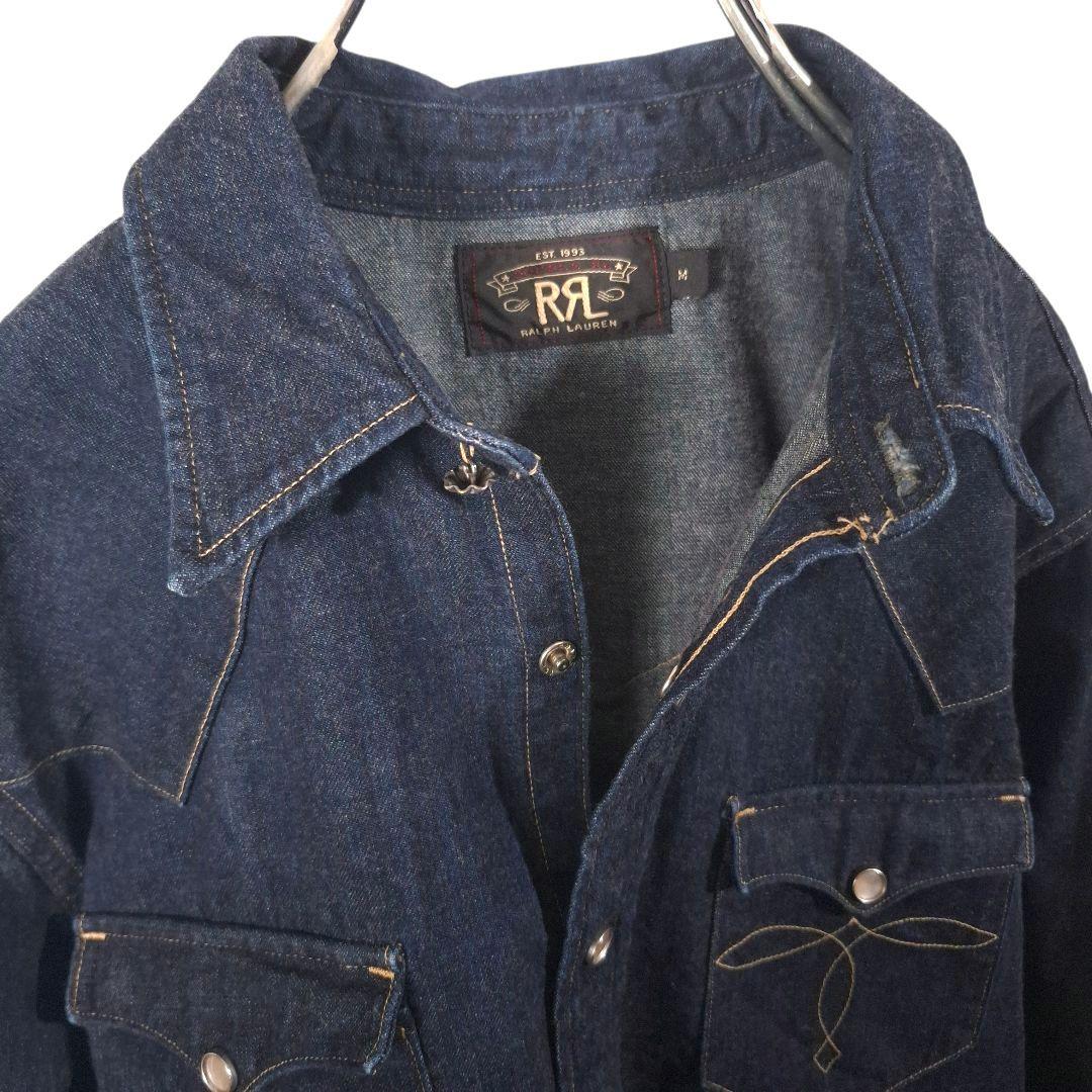 ​極美品 RRL ダブルアールエル デニムシャツ ウエスタン 一つ星タグ 濃紺M