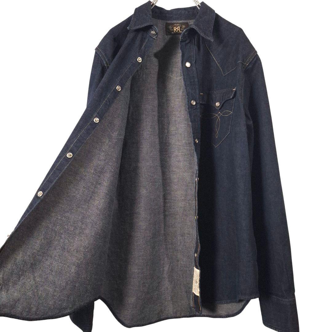 ​極美品 RRL ダブルアールエル デニムシャツ ウエスタン 一つ星タグ 濃紺M