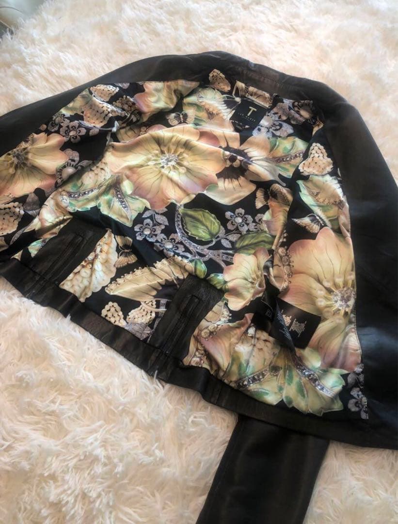 TED BAKER ブラックレザーダブルライダースジャケット サイズ0
