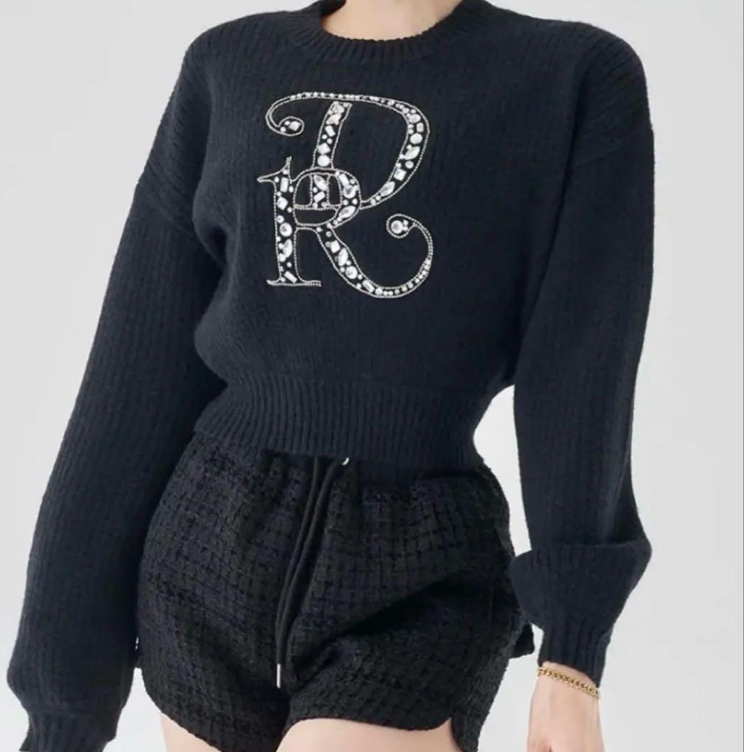 ダーリッチ DRビジューボリュームリブニットトップス