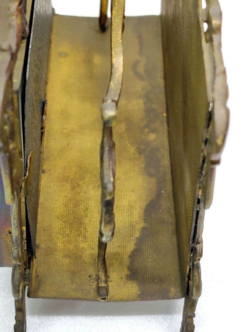 アンティーク　磁器の天使のレリーフ付き　真鍮　製　レター　スタンド