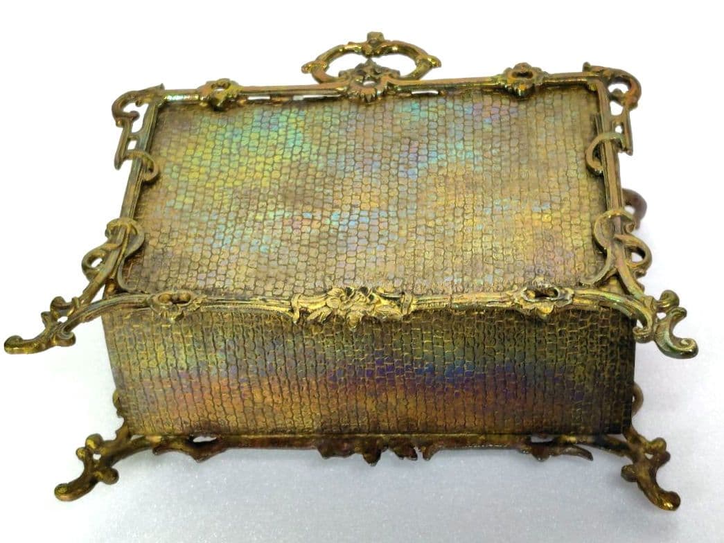 アンティーク　磁器の天使のレリーフ付き　真鍮　製　レター　スタンド