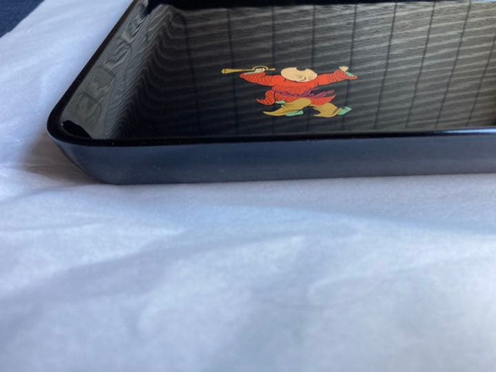 輪島塗　本堅地　唐子蒔絵　お盆　長方形