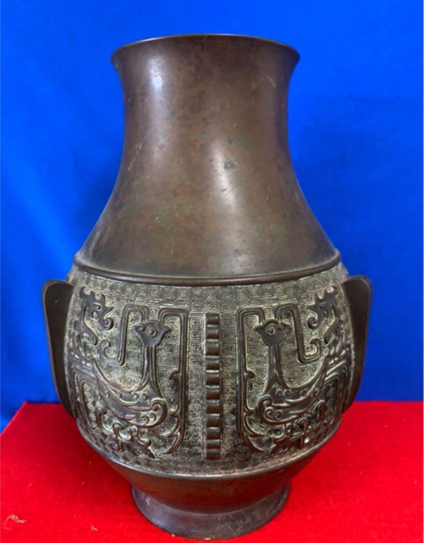 時代物　中国古美術　大秦　始皇帝 年製　古銅大花瓶