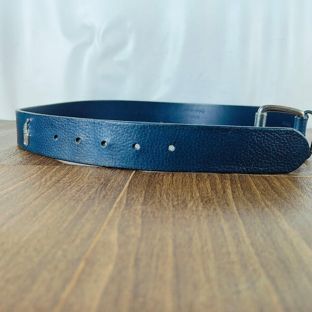 【極厚シボ革正規品】POLO RALPH LAUREN 高級ネイビードレスベルト