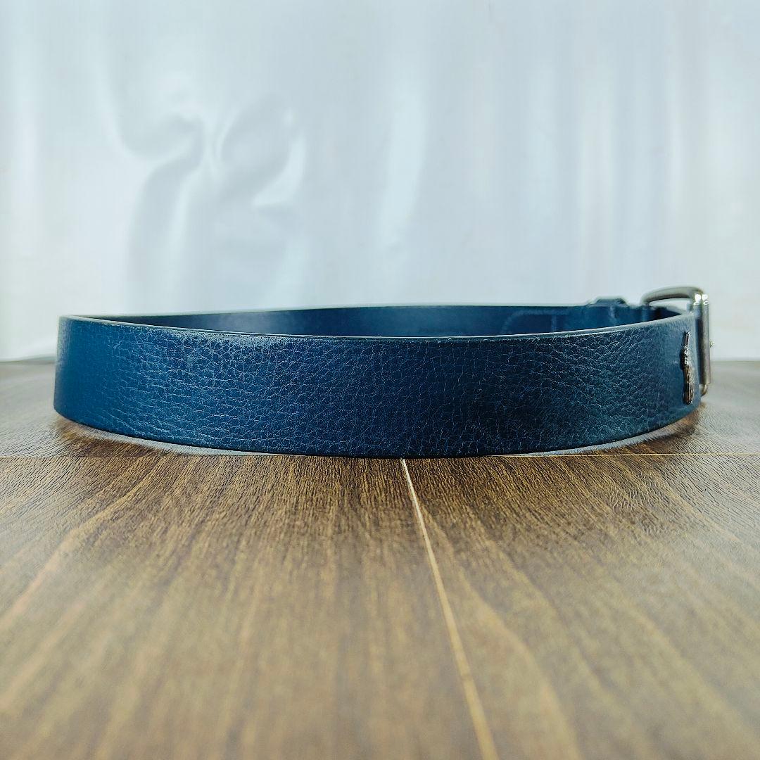 【極厚シボ革正規品】POLO RALPH LAUREN 高級ネイビードレスベルト