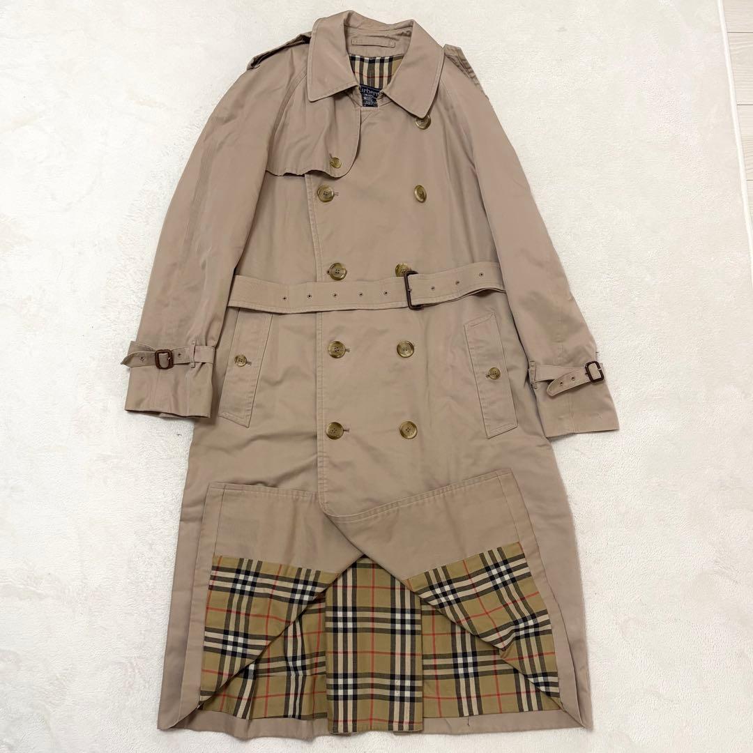 【美品】バーバリー トレンチコート ダブル ノバチェック ベージュ ベルト付き