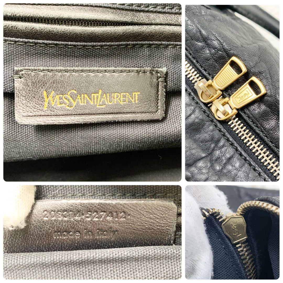 【✨希少✨】サンローラン ボストンバッグ クロコ型押し レザー ブラック