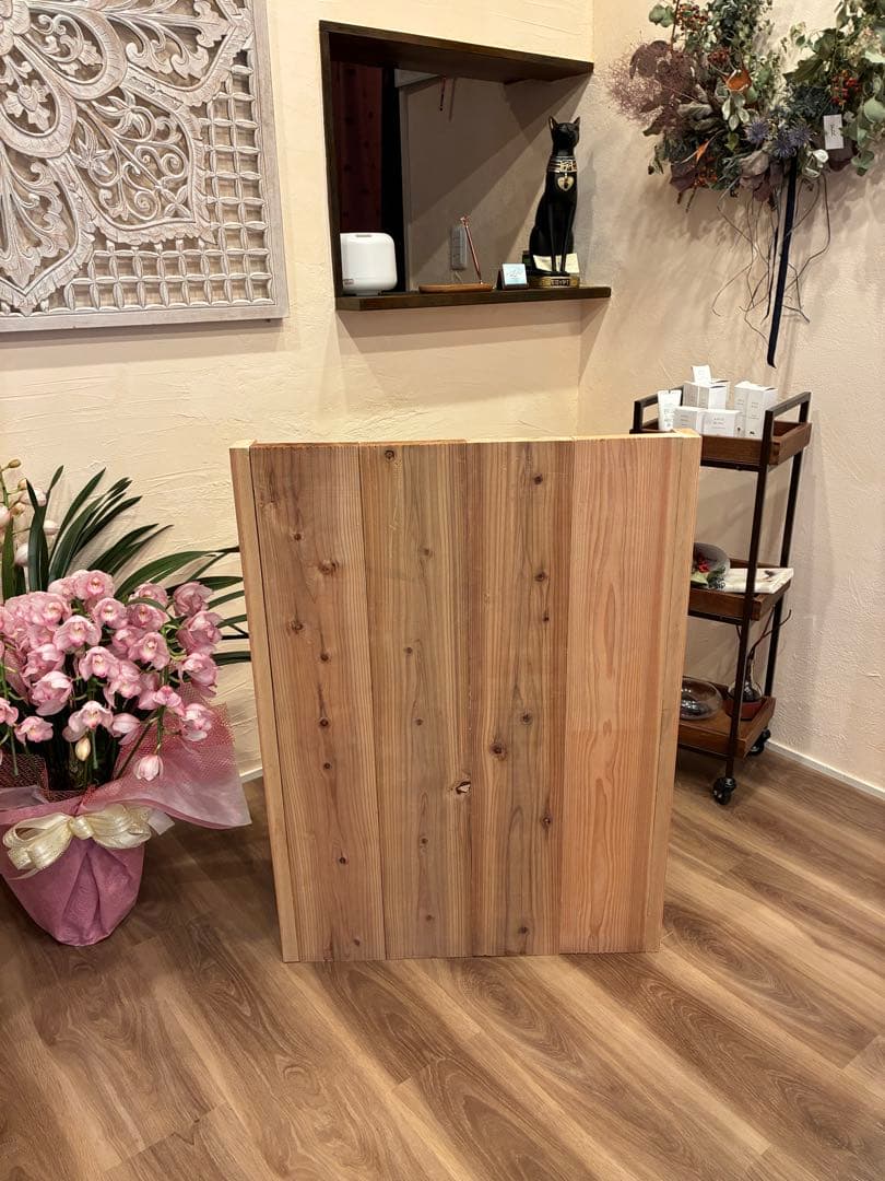 折りたたみ式 レジカウンター 杉板 無塗装 W66×H90×D31 受付台