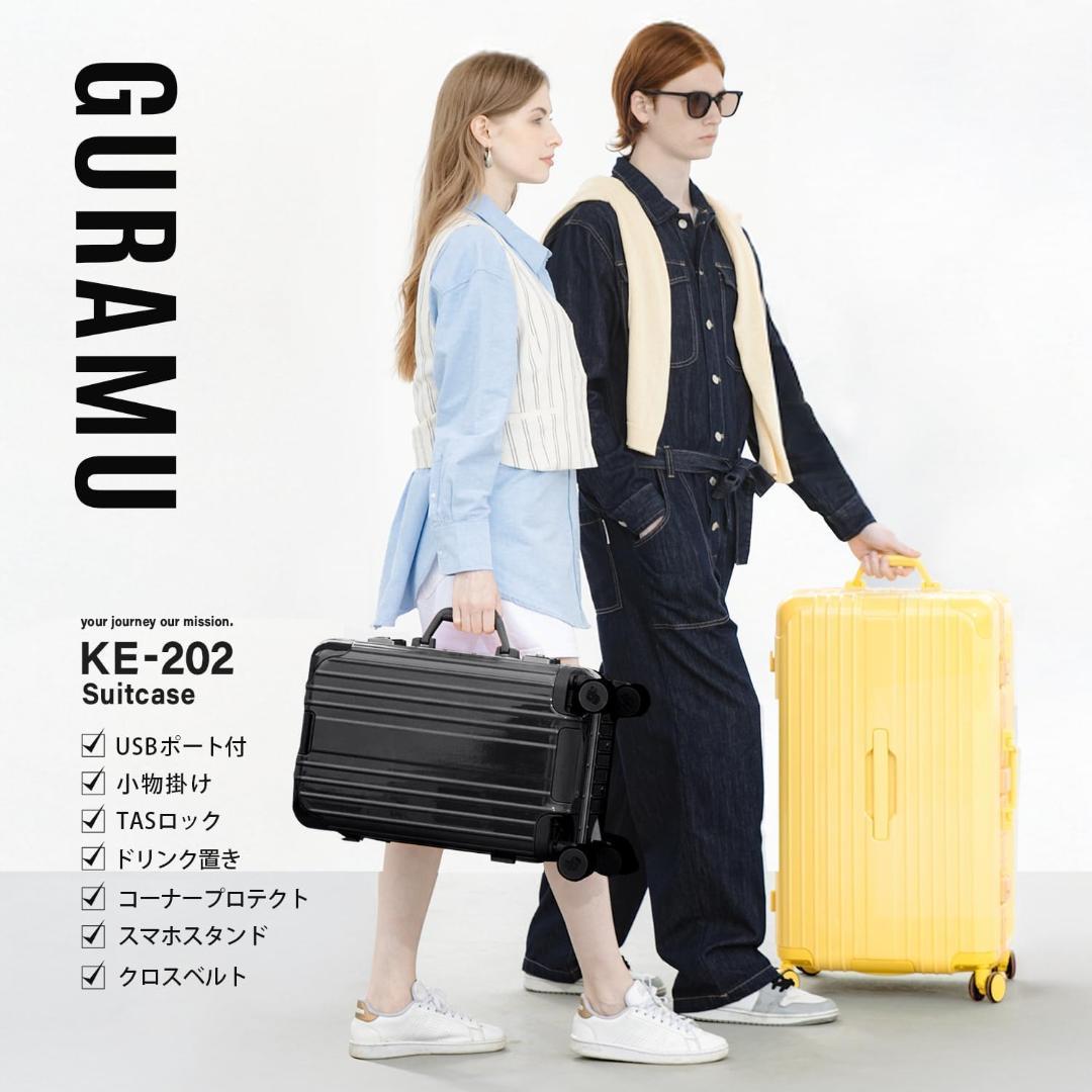 底値★[GURAMU] ネイビー Lサイズ アルミフレーム USB スーツケース
