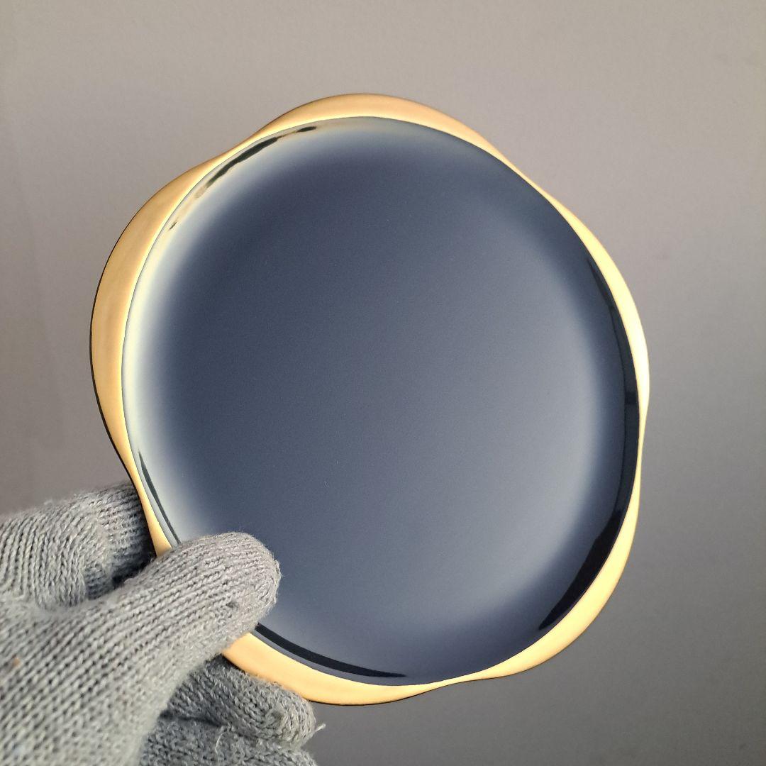 【輪島塗　7寸\"金彩\"梅型\"大皿×5客】布着本堅地　光琳堂　未使用品