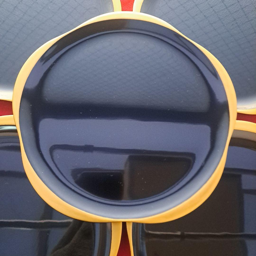 【輪島塗　7寸\"金彩\"梅型\"大皿×5客】布着本堅地　光琳堂　未使用品