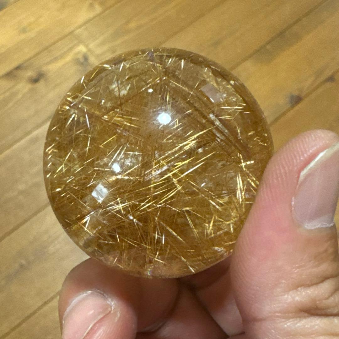 【極上品】希少クリアタイプ　ゴールドルチルスフィア 丸玉　約4.6cm クリア