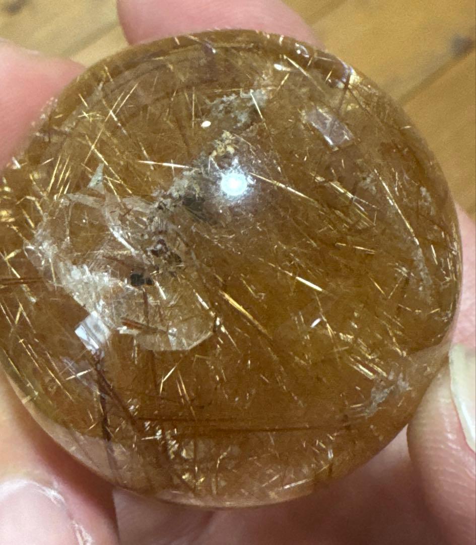 【極上品】希少クリアタイプ　ゴールドルチルスフィア 丸玉　約4.6cm クリア