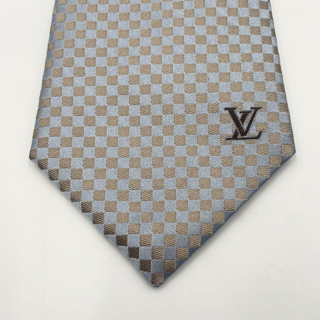 【美品】LOUIS VUITTON ダミエ柄 ネクタイシルク100% フォーマル