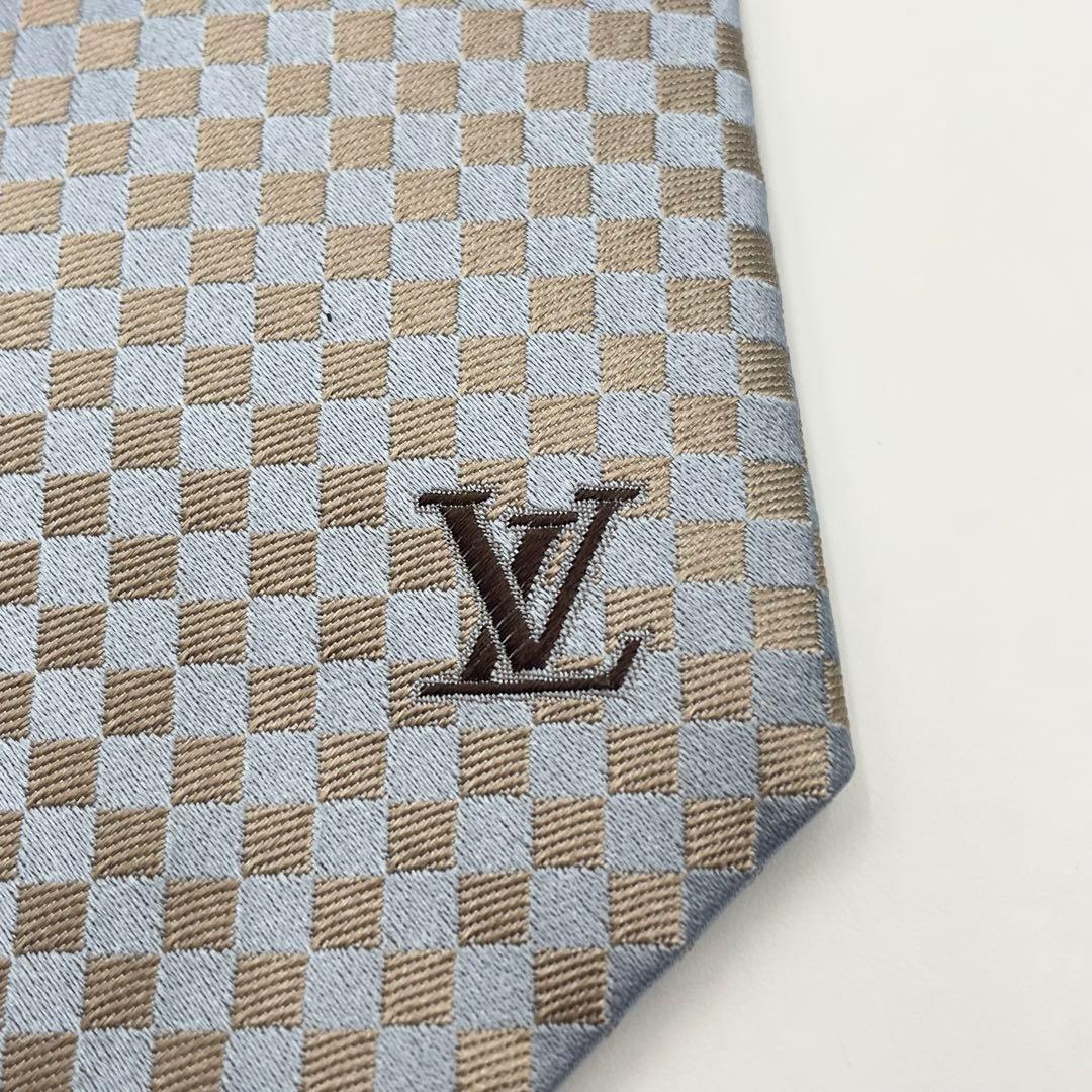 【美品】LOUIS VUITTON ダミエ柄 ネクタイシルク100% フォーマル