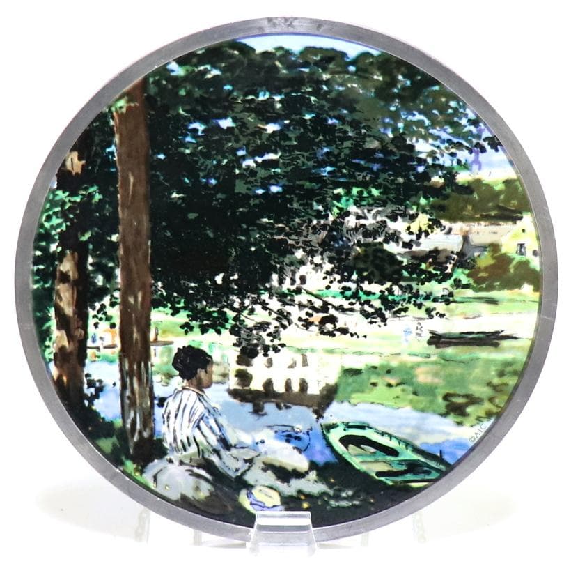 シカゴ美術館収蔵 モネ セーヌ河岸、ベンヌクール ヴィンテージ ステンドグラス