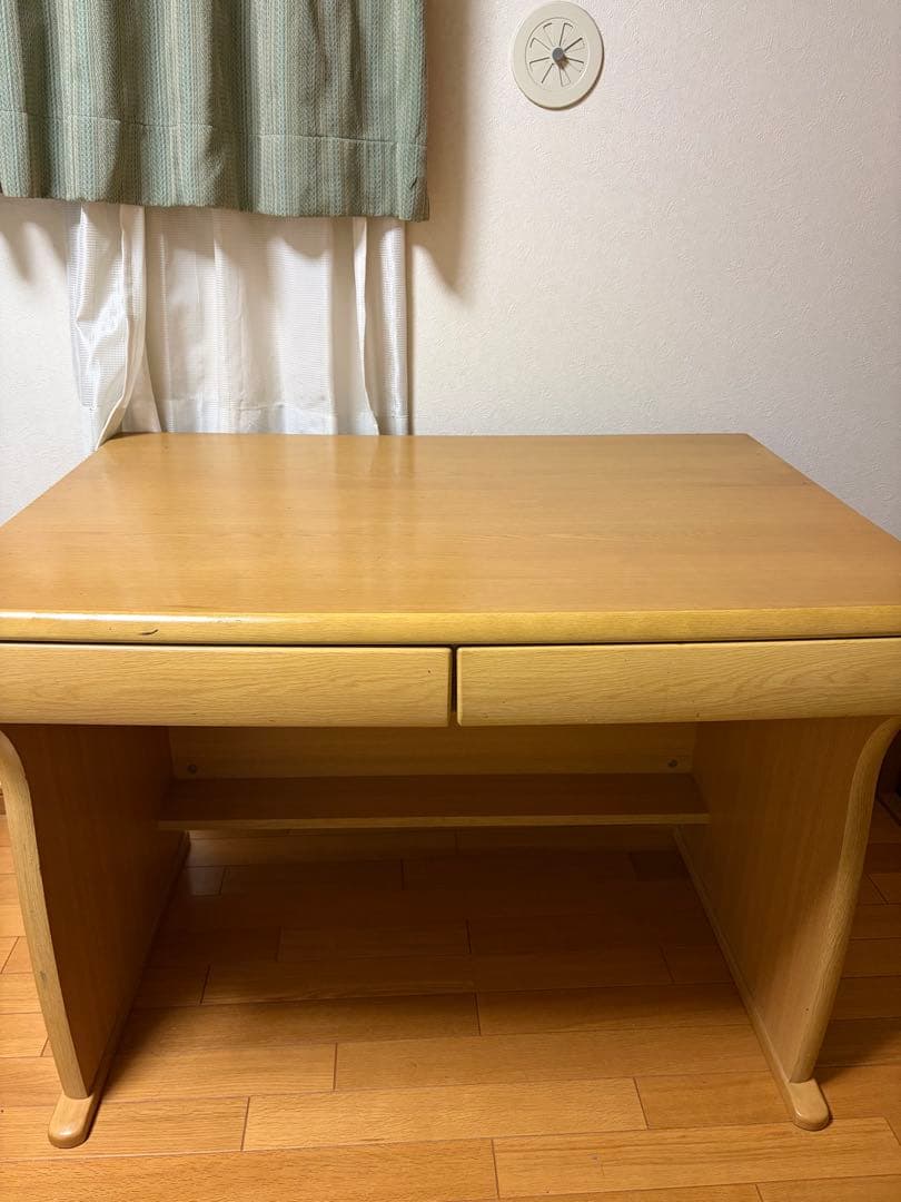 ナチュラルウッド 事務机 引き出し付き