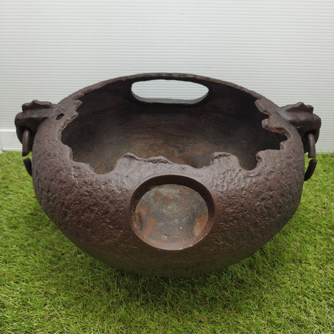 骨董品 南部鉄器 風炉 風炉釜 茶道具 煎茶道具 車軸釜 火鉢