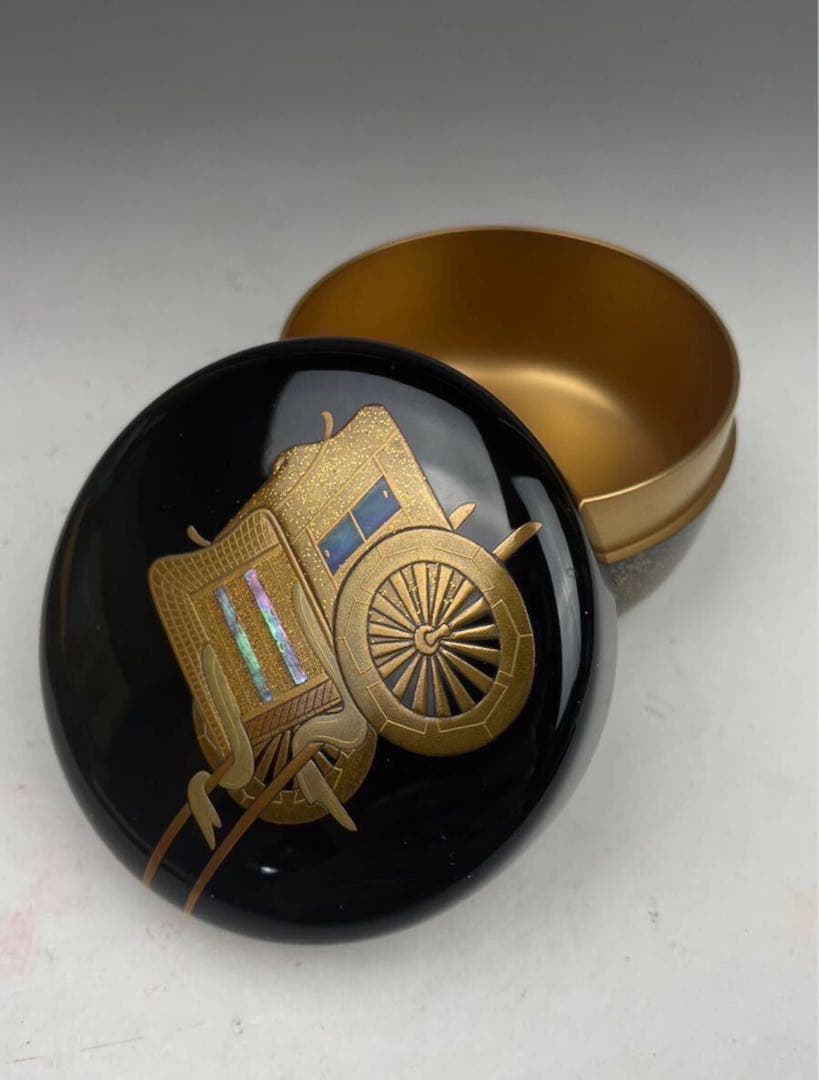 最高傑作品 煎茶道具 棗 松杏 御所車蒔絵 金蒔絵 螺鈿細工 美品 茶道具