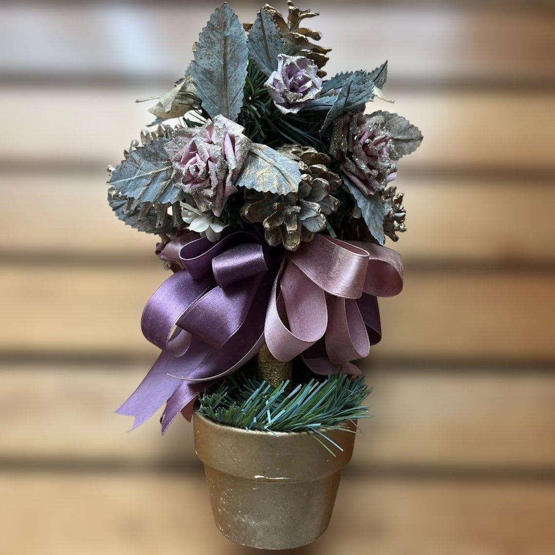 クリスマスツリー風人工植物アレンジメント ハンドクラフト