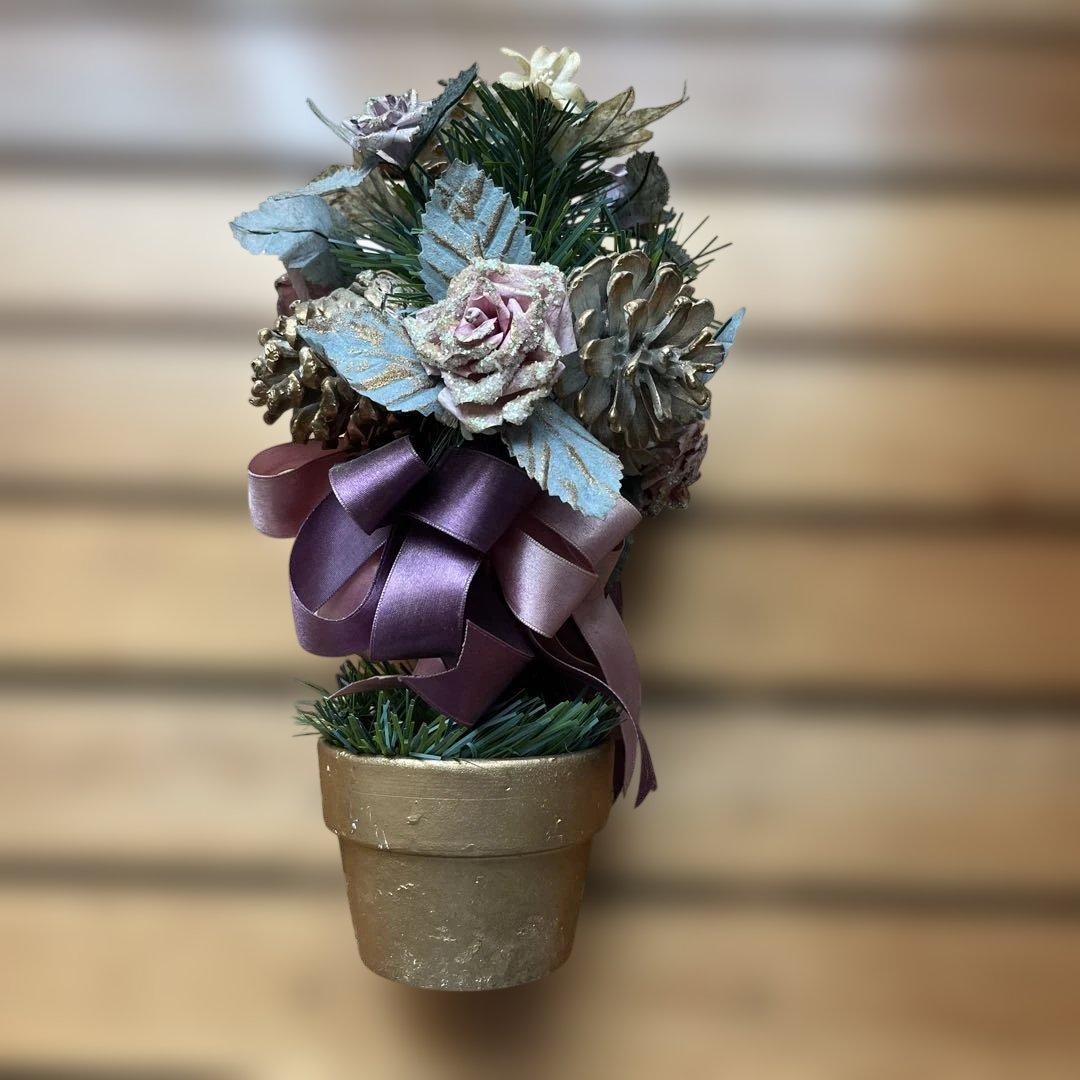 クリスマスツリー風人工植物アレンジメント ハンドクラフト