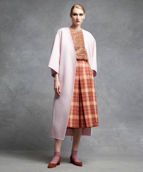 Drawer ドゥロワー ウール カシミヤ メランジ ケヌキ V ネック コート