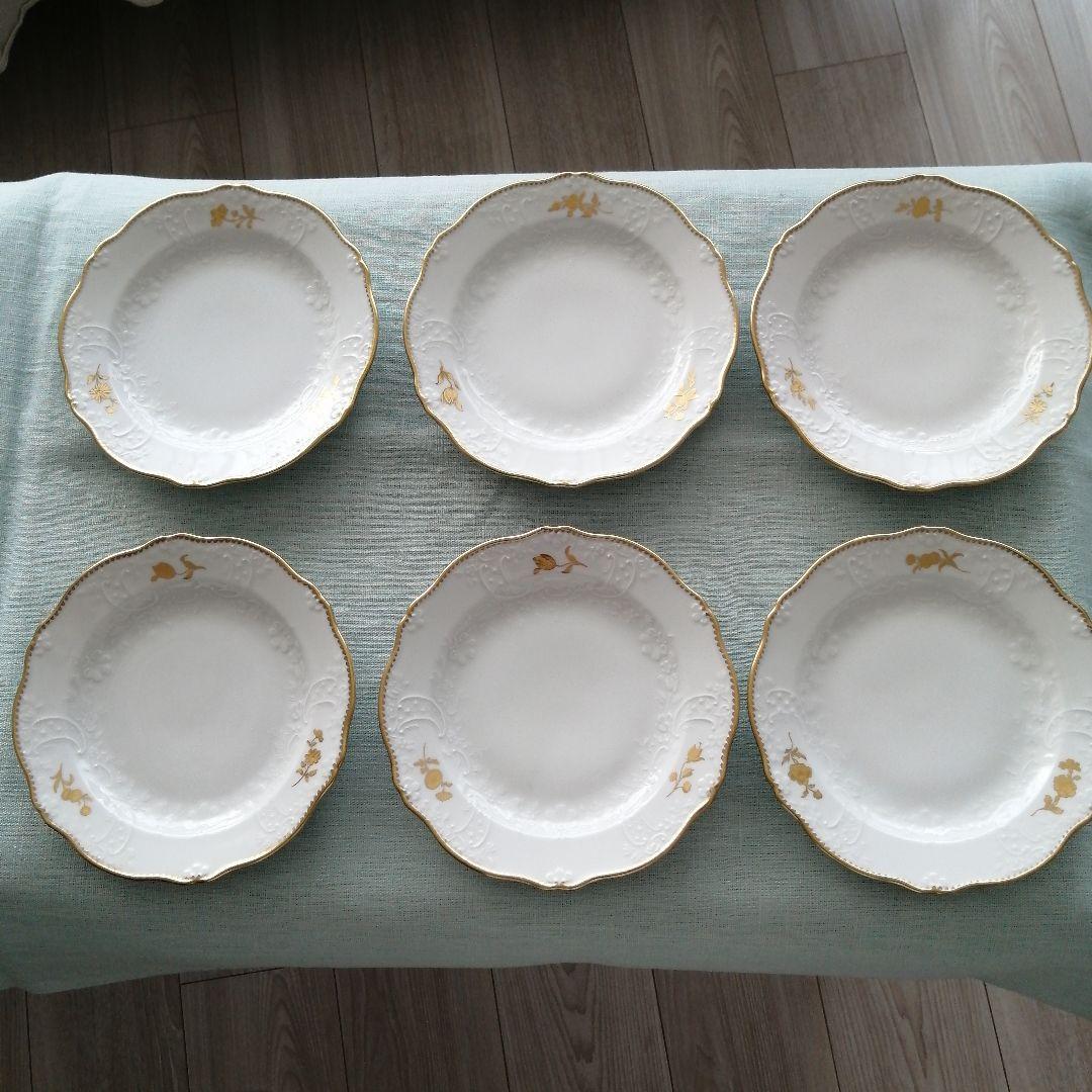 マイセン　金色の花 18.5cmプレート6枚セット