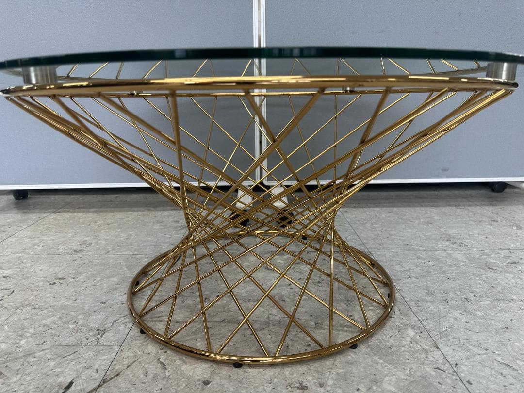 Francfranc　ガラスセンターテーブル　マーリアコーヒーテーブル　ゴールド