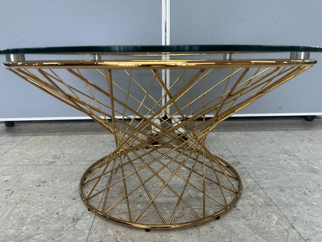 Francfranc　ガラスセンターテーブル　マーリアコーヒーテーブル　ゴールド