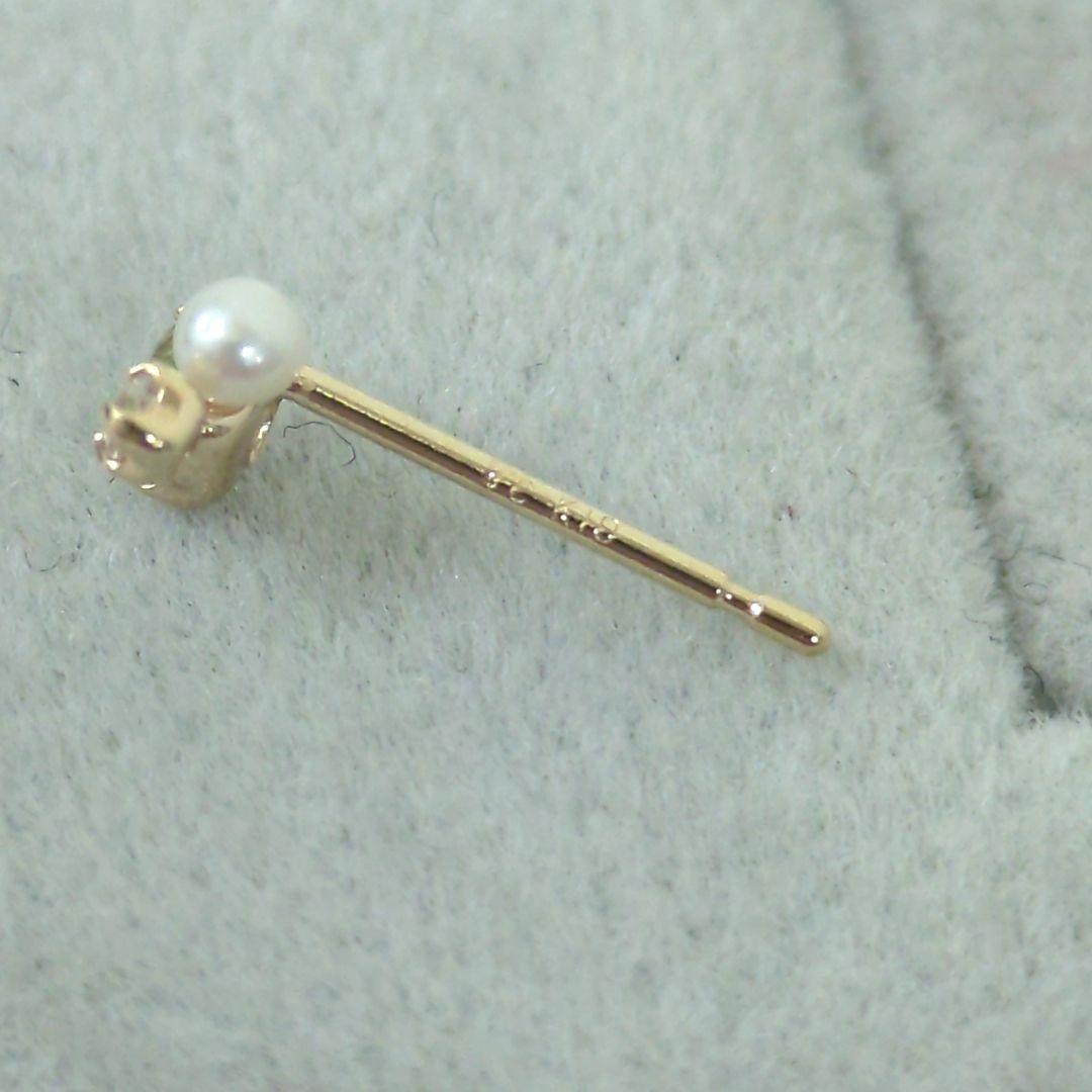 ヨンドシー 4℃ K10 ピアス ライトグリーン クリスタルラインストーンパール