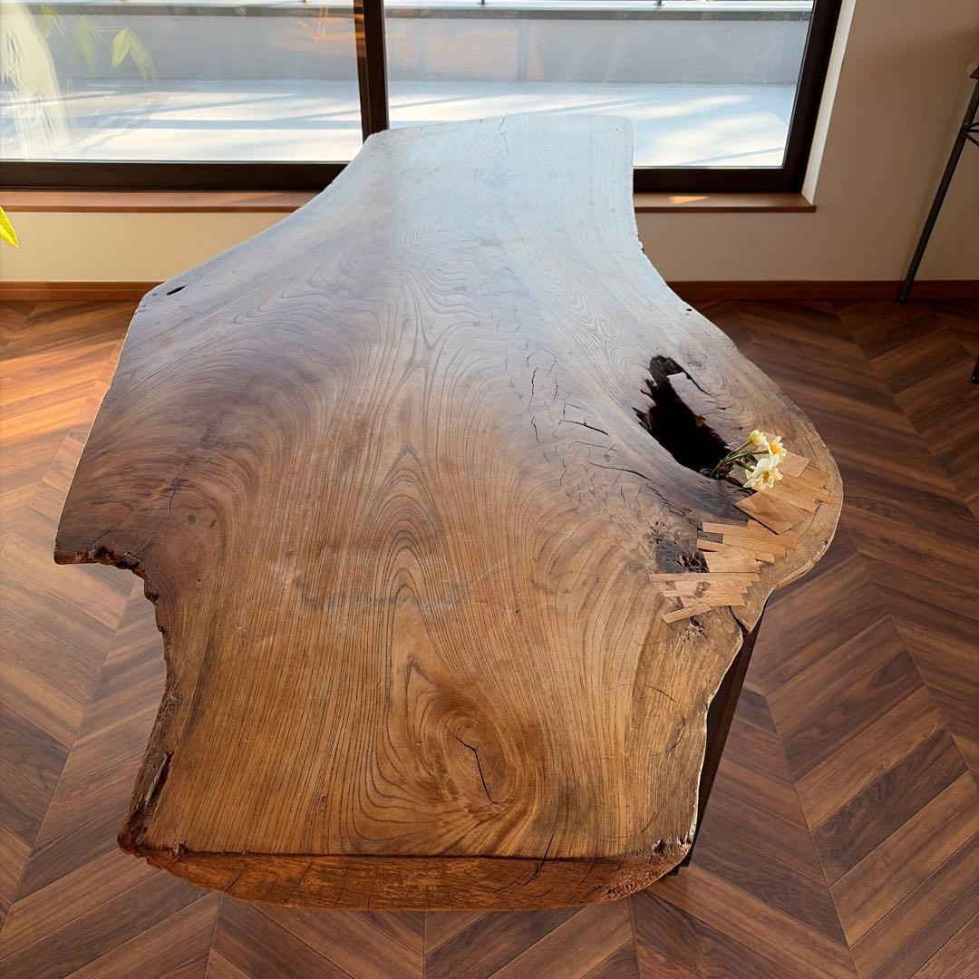 天然木一枚板　アイアン　ダイニングテーブル