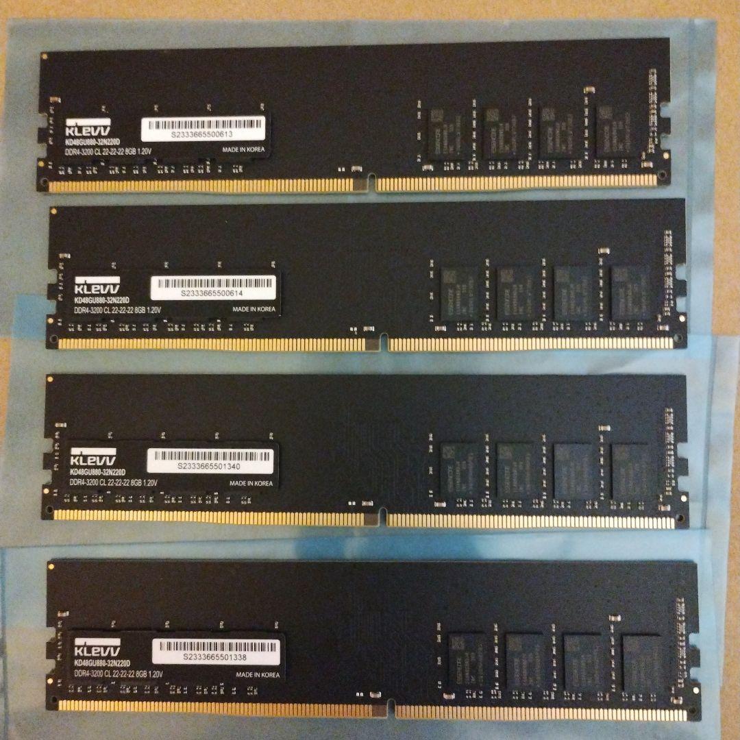 KLEVV DDR4 3200Mhz 8GB x 4枚 32GB