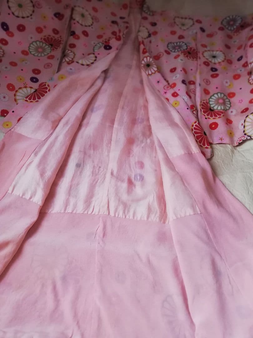 追加❶　七五三　正絹　桜ピンク　アンティーク　着物　お花づくし　レトロ　大正浪漫