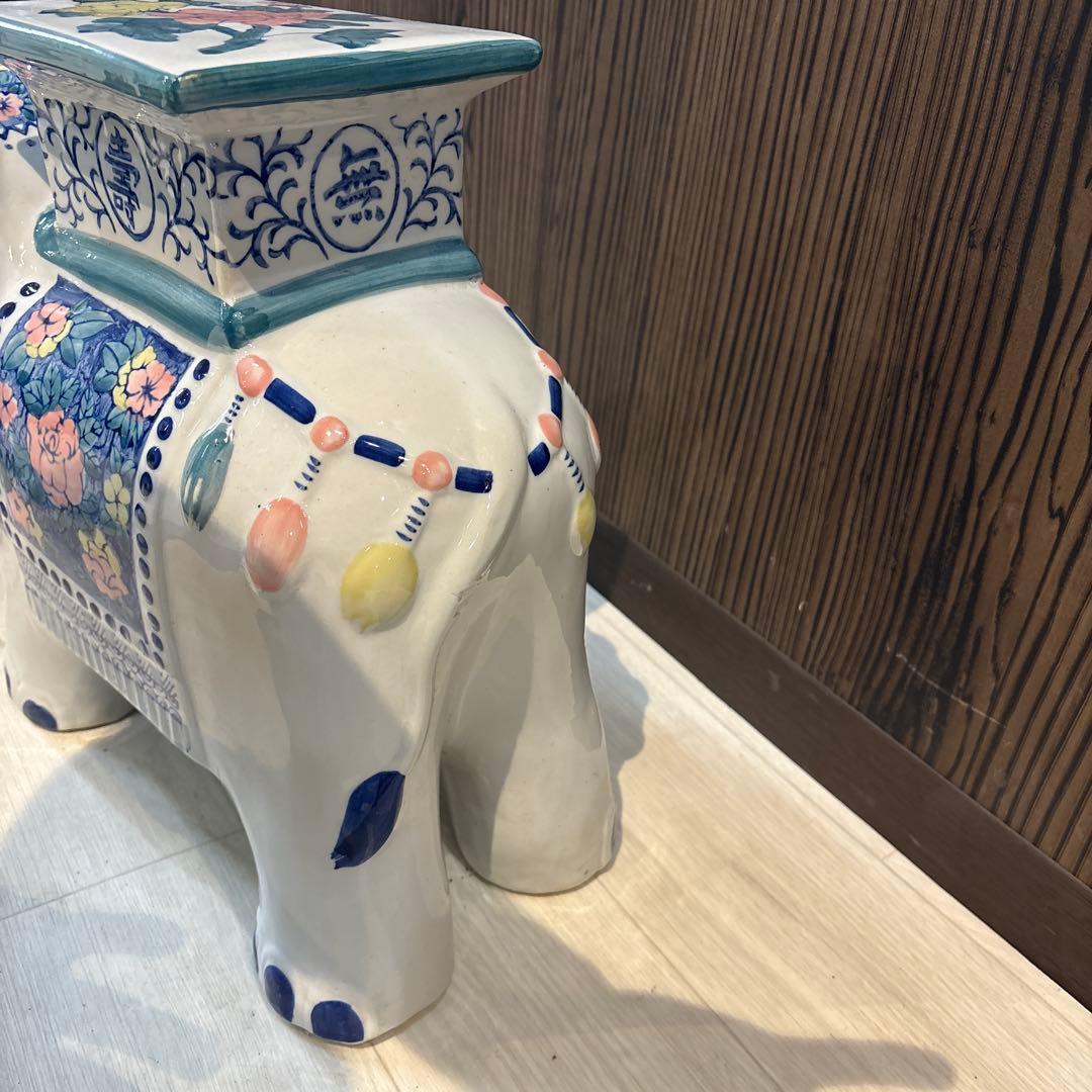 象陶器置き物　花台　フラワースタンド　鉢置き