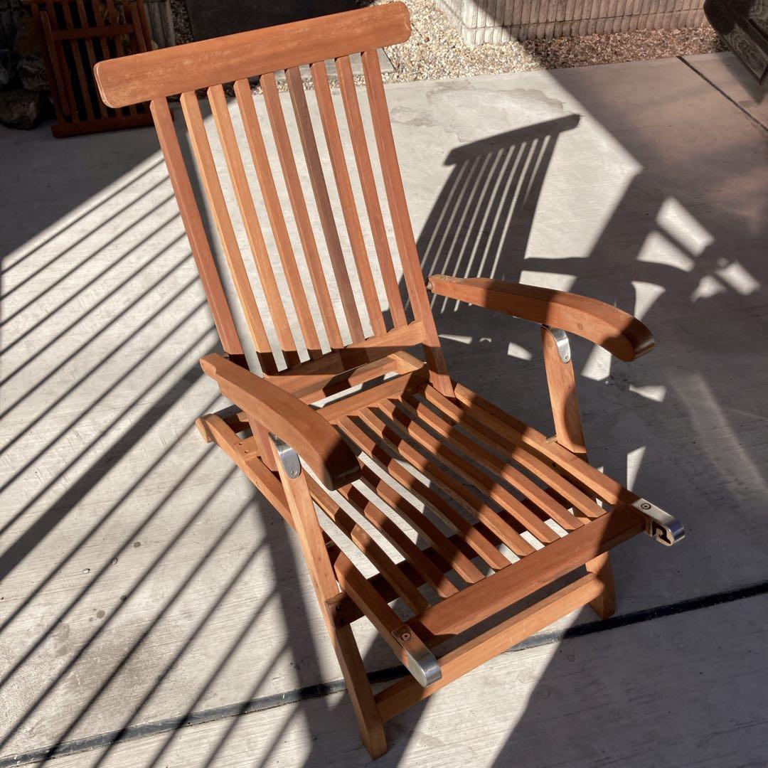 イス　椅子　木製　デッキチェア　ガーデンチェア　アンティーク　折りたたみ式