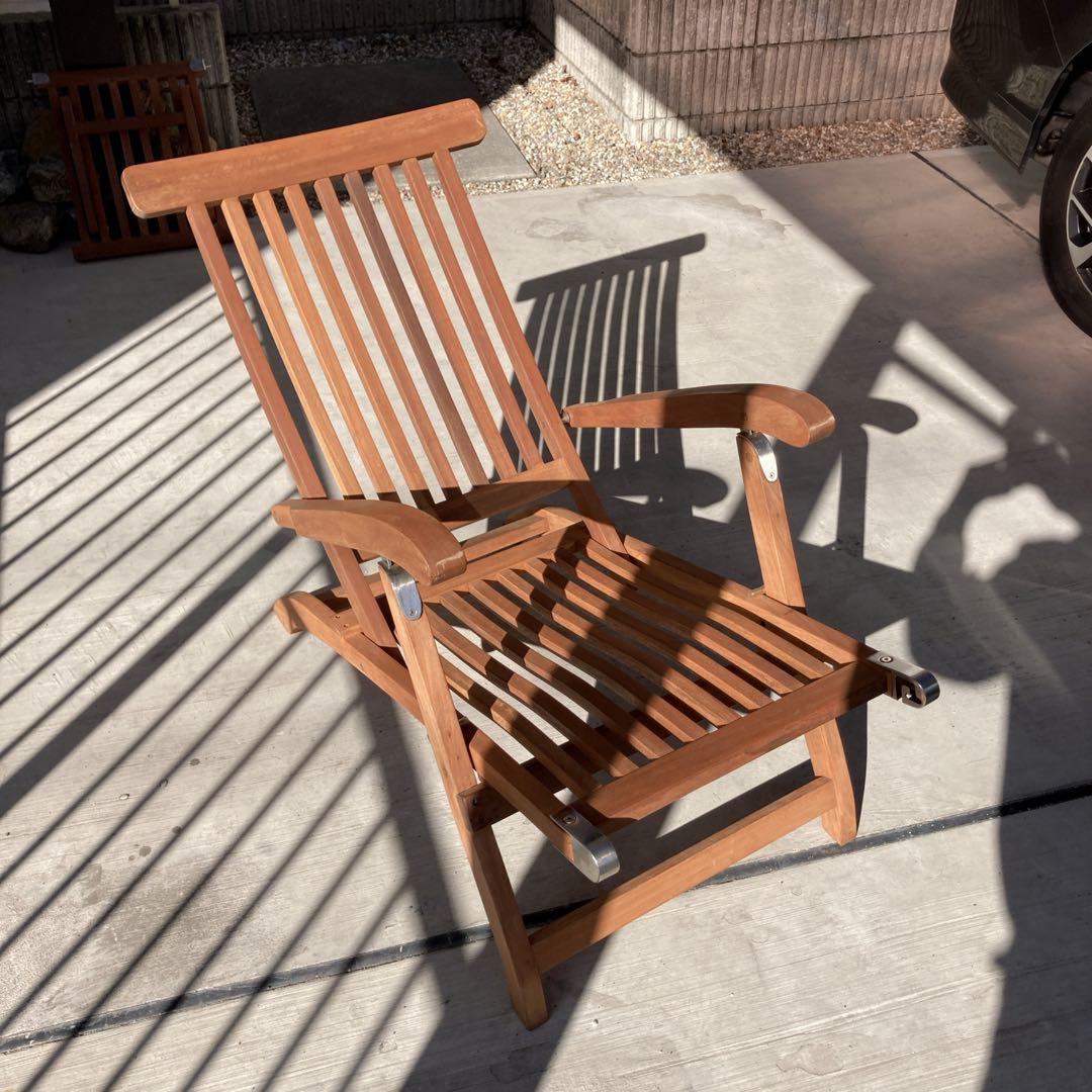 イス　椅子　木製　デッキチェア　ガーデンチェア　アンティーク　折りたたみ式