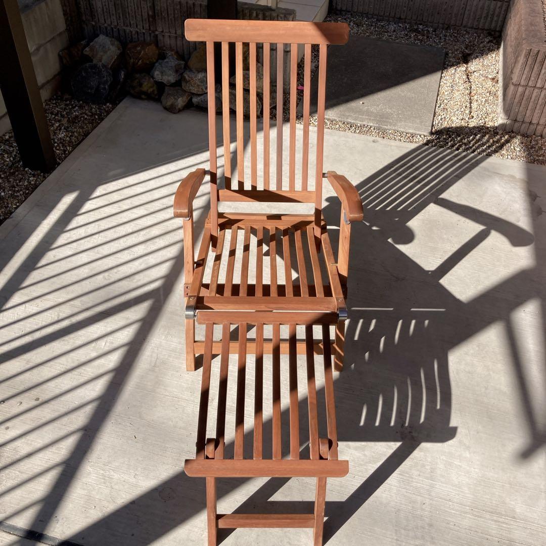 イス　椅子　木製　デッキチェア　ガーデンチェア　アンティーク　折りたたみ式