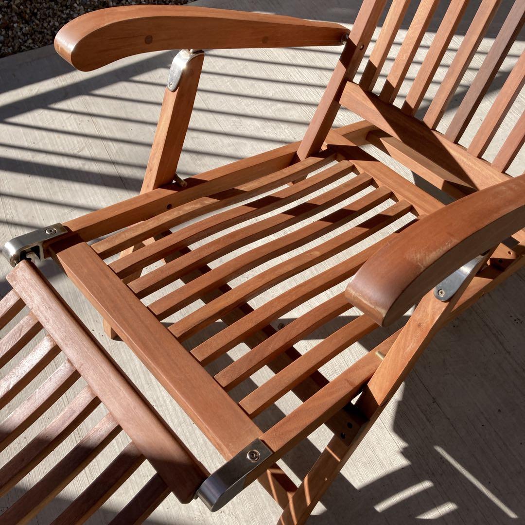 イス　椅子　木製　デッキチェア　ガーデンチェア　アンティーク　折りたたみ式