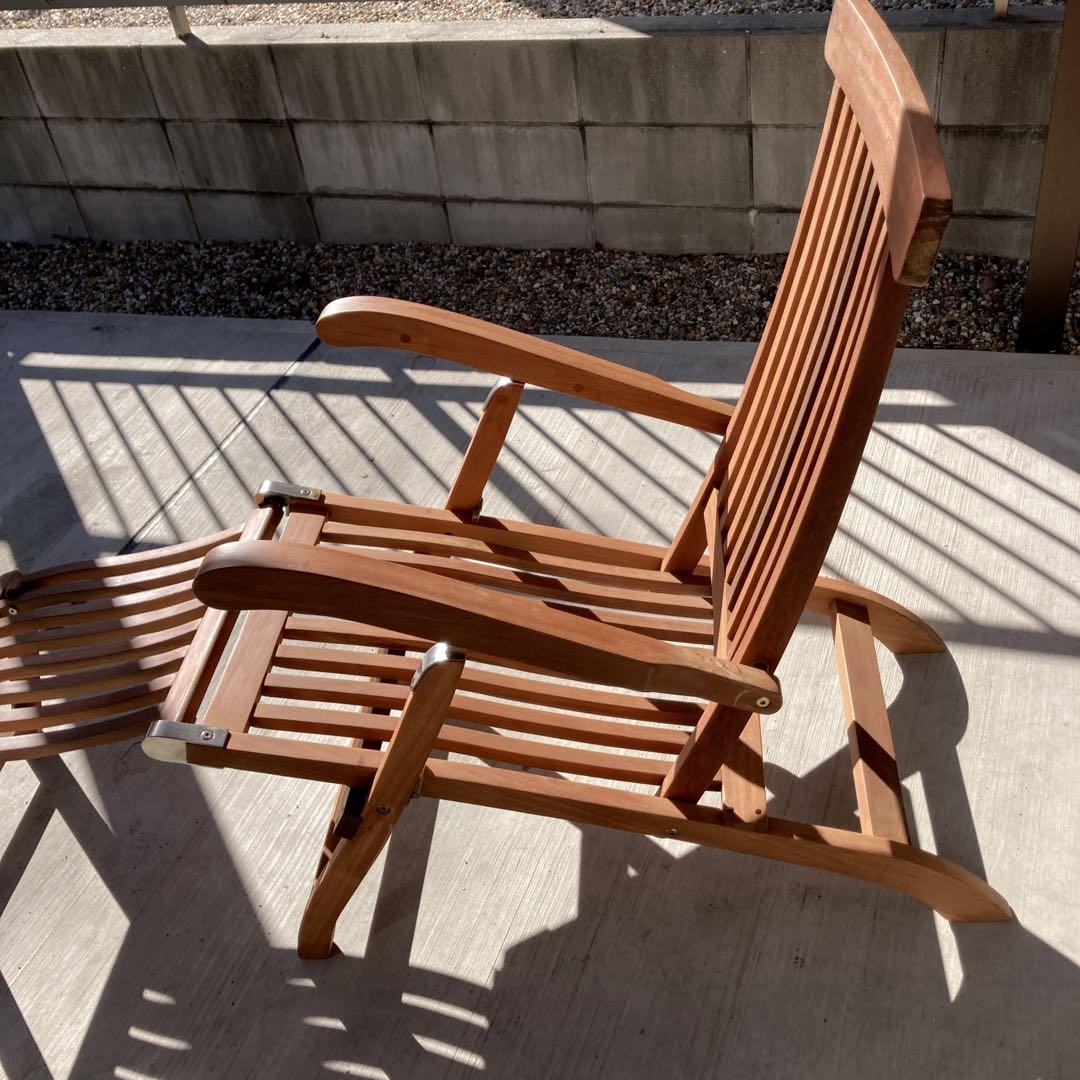 イス　椅子　木製　デッキチェア　ガーデンチェア　アンティーク　折りたたみ式