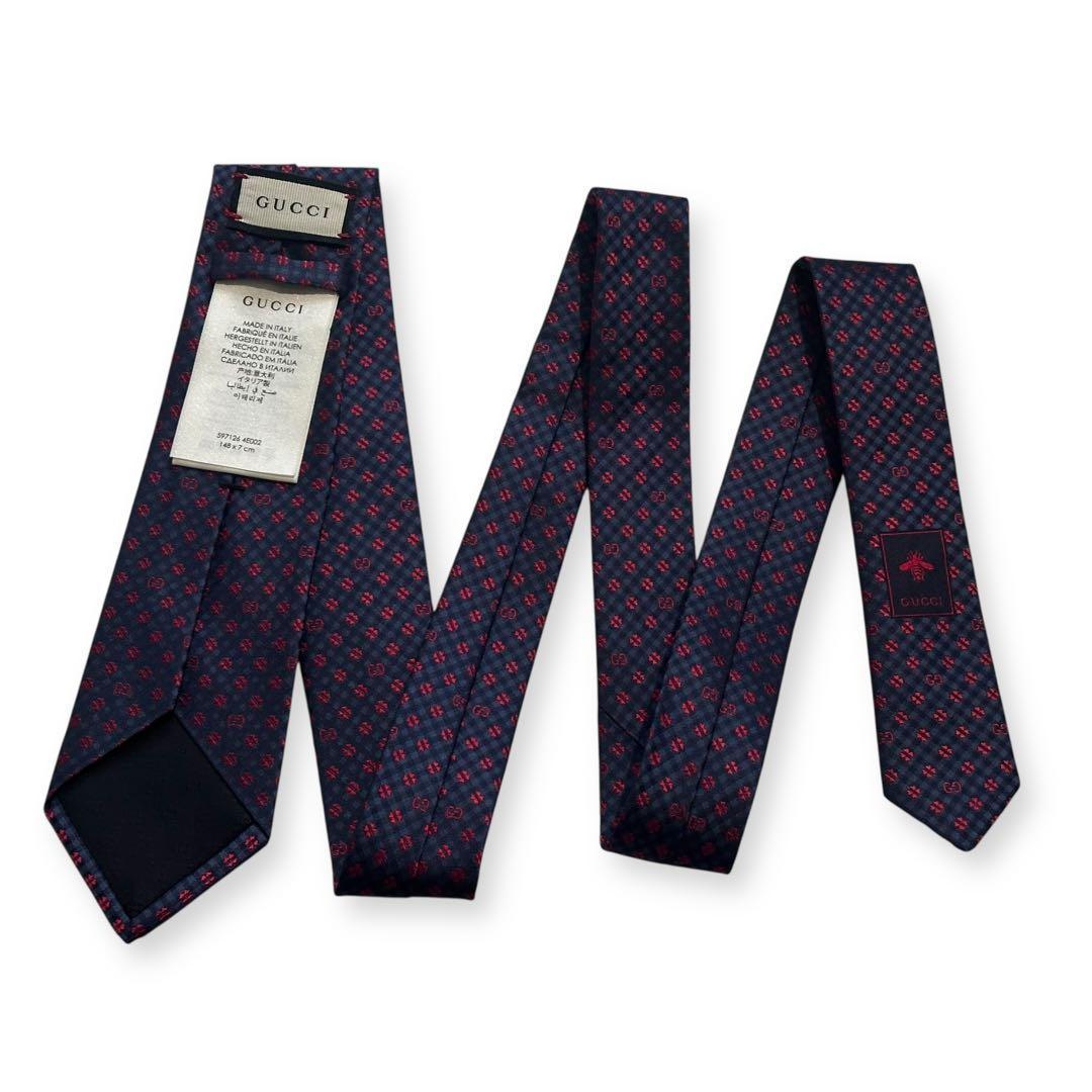 未使用美品✨現行タグ✨GUCCI ネクタイ　グッチ　GG柄　クローバー　ナロー
