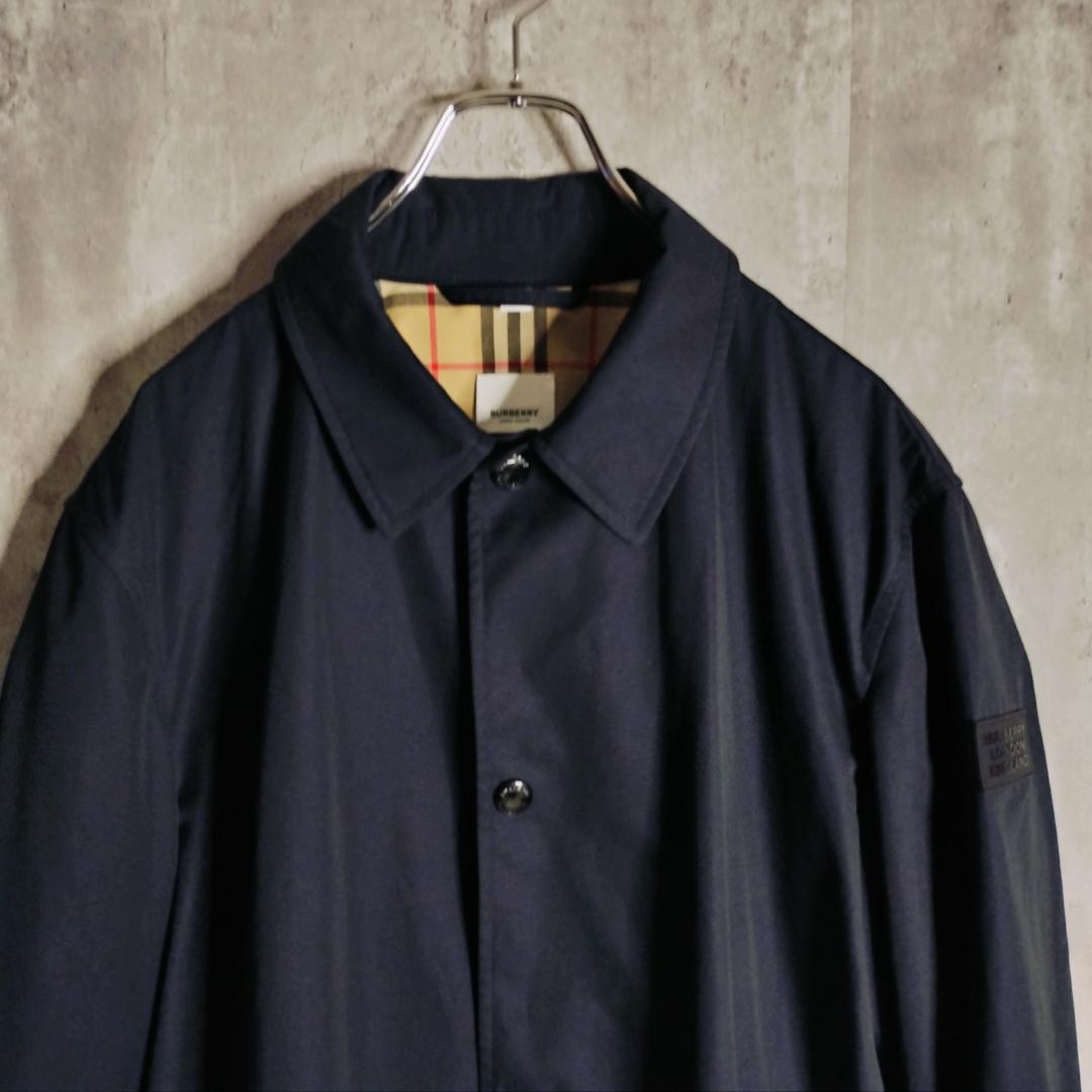【現行・美品】バーバリー ラバーロゴ付 裏地ノバチェック フード付 コート 50