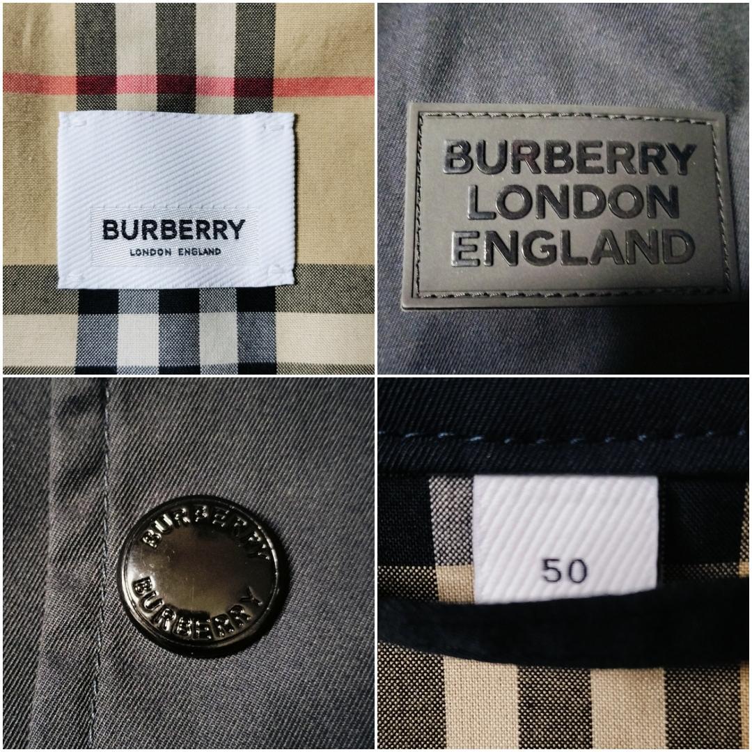 【現行・美品】バーバリー ラバーロゴ付 裏地ノバチェック フード付 コート 50