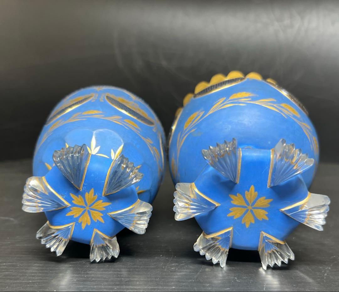 19世紀オールドベネチア　金彩手彫切子デキャンタ、グラスセット　共箱