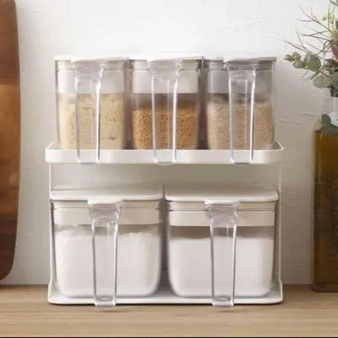 marna マーナ　スチールラック（ワイド2個、ノーマル3個）調味料ポット5個