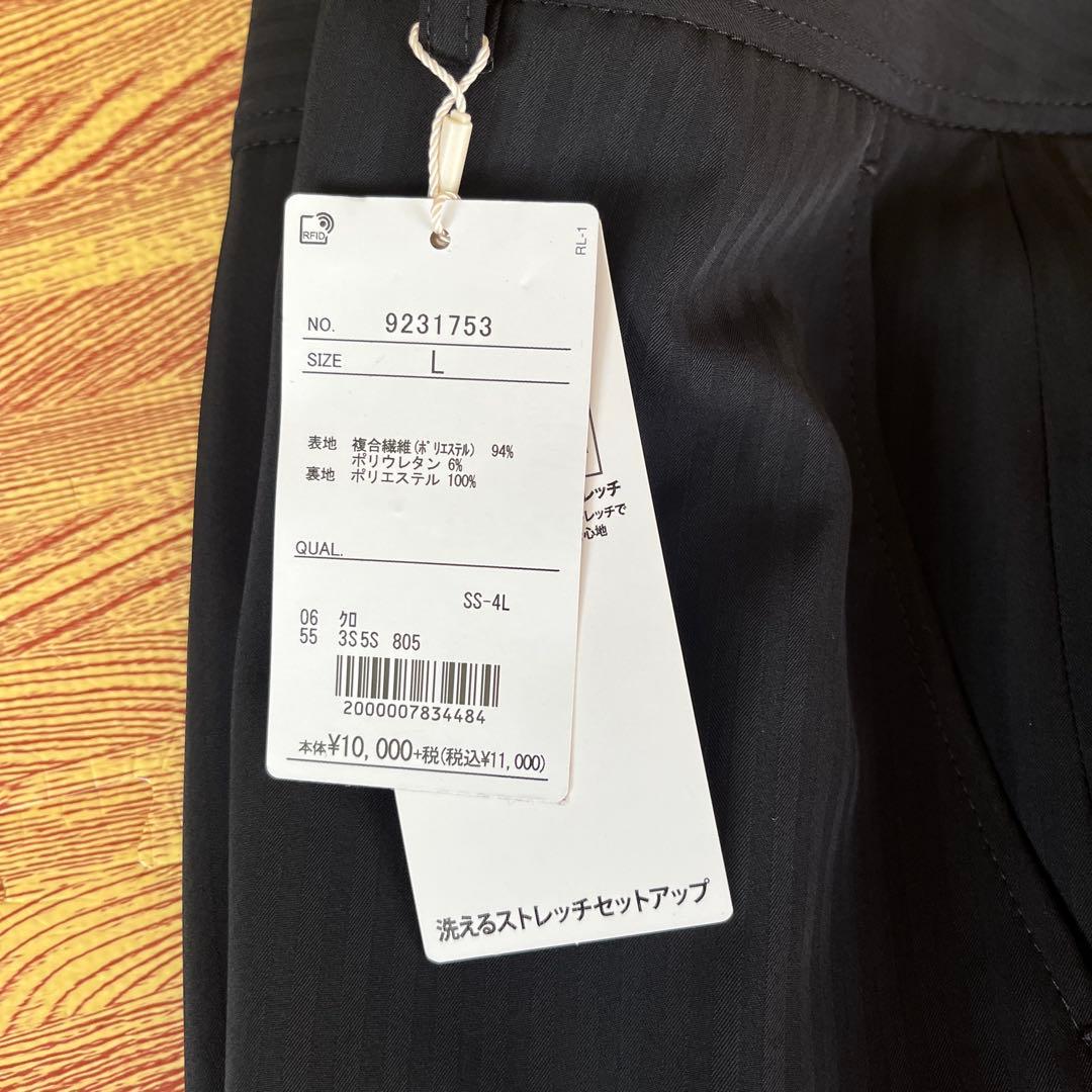 オリヒカ 洗えるストレッチセットアップ シャドーストライプ黒 3点セットL