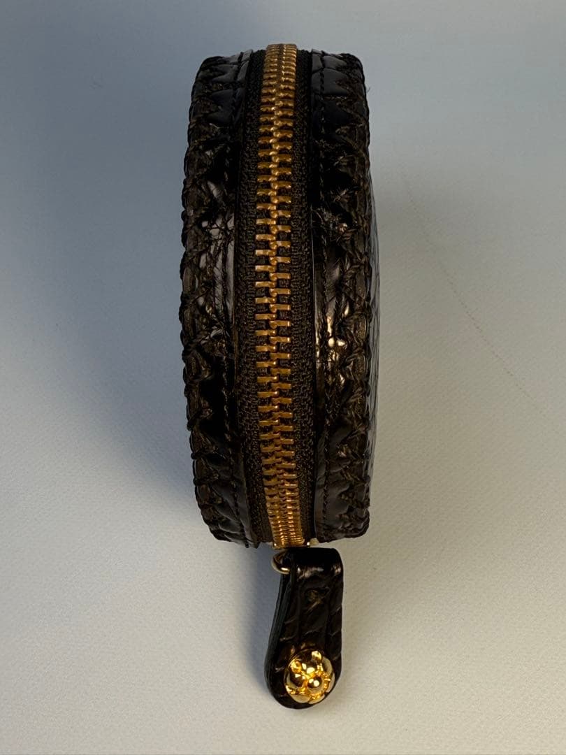 FUNNY製ファスナー付きクロコダイル丸型ポーチ