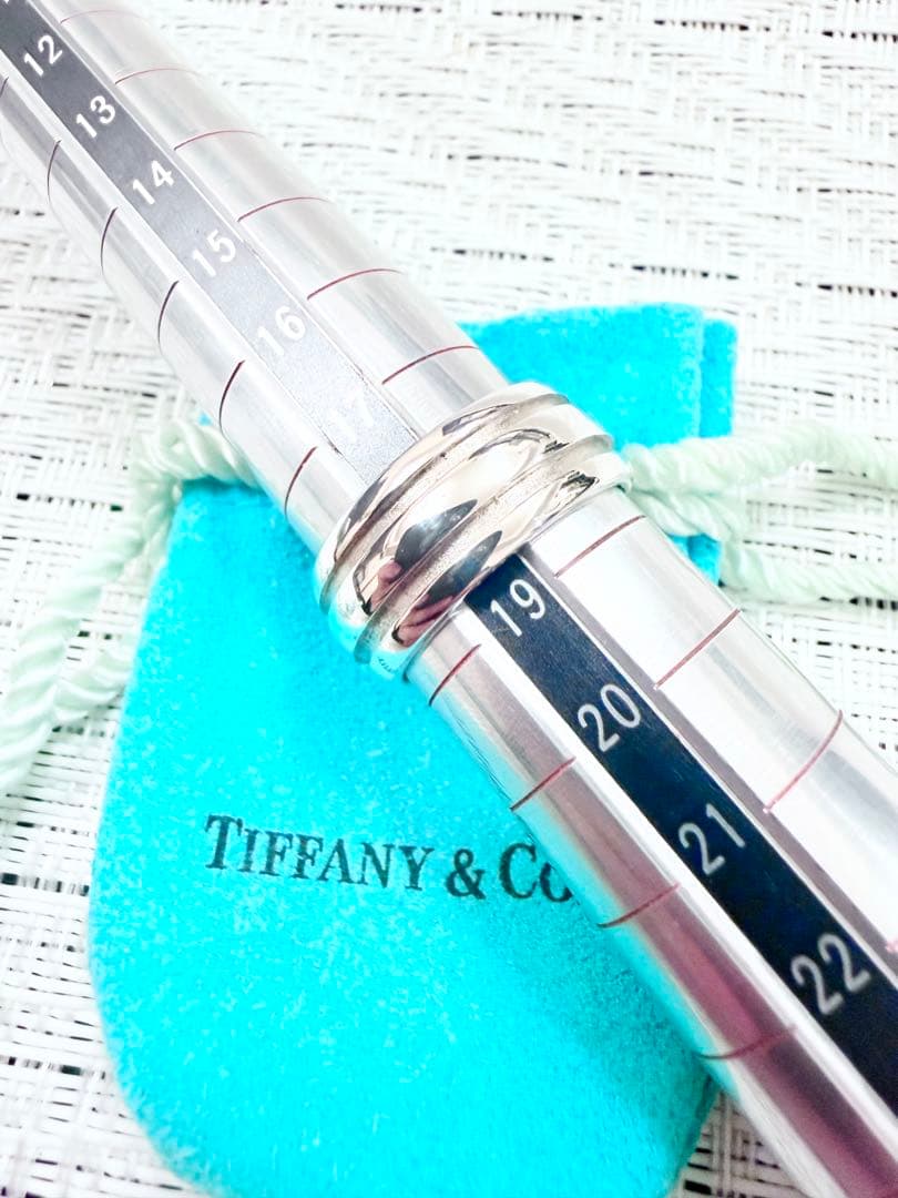 ティファニー　グルーブドリング　ダブルライン　リング　指輪　研磨済み　18.5号